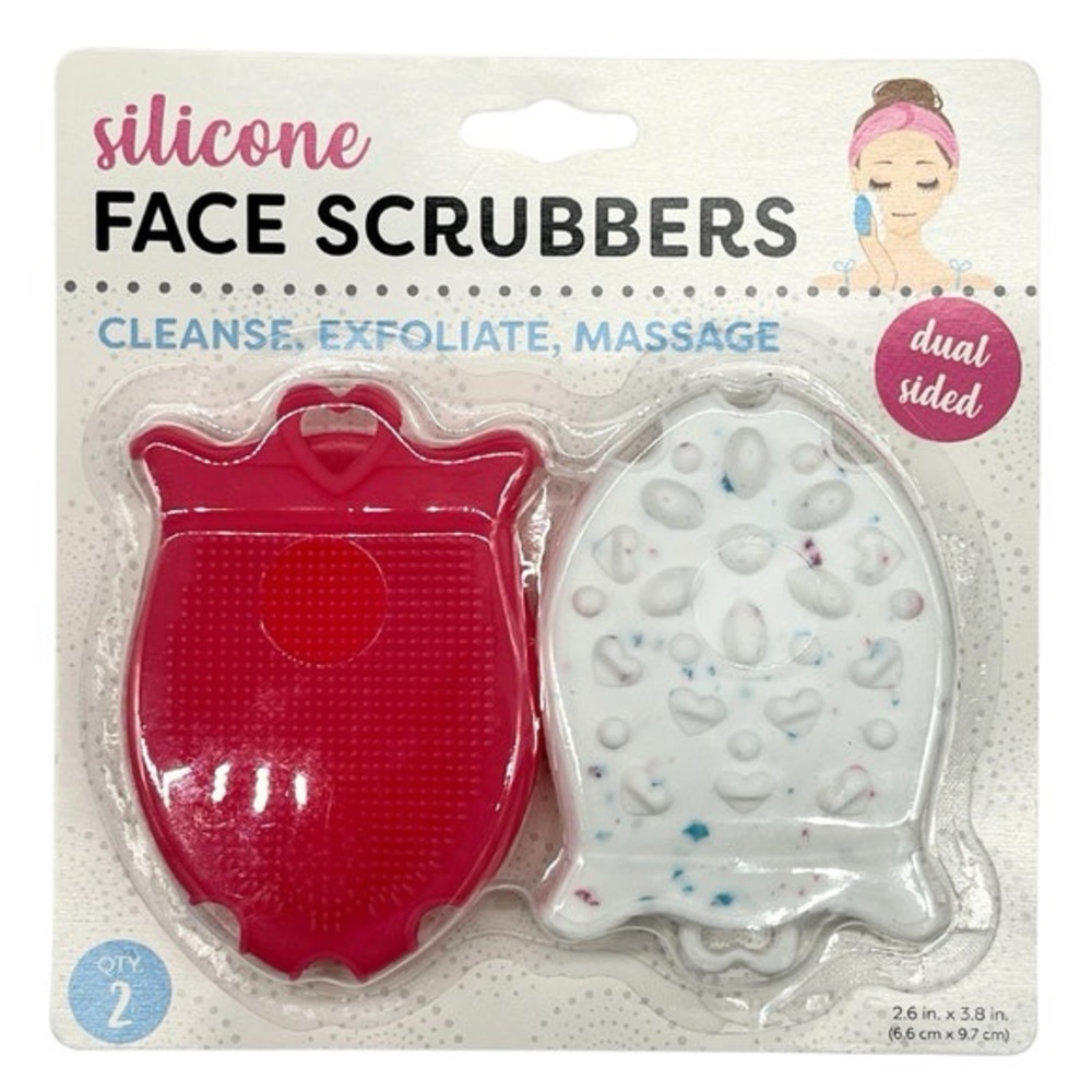 Silicone Face Scrubbers Cleanser Exfoliator Massager Dual Sided Pink & White